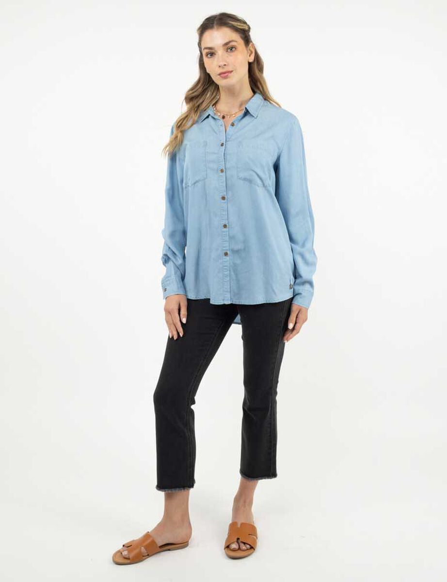 Blusa Mezclilla Manga Larga Mujer Alma