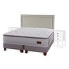 Cama Europea Flex S&uacute;per King Heritage + Respaldo Tachas + Veladores Roma