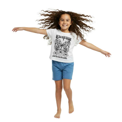 Imagen 1 del producto Polera Estampada Manga Corta de Algodón Niña Mila Blanco, Lila, Verde