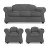 Juego de Living Elegant Detail Marsella Sofá 3 Cuerpos + Dos Sillones 1 Cuerpo Gris