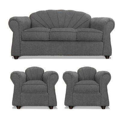 Juego de Living Elegant Detail Marsella Sofá 3 Cuerpos + Dos Sillones 1 Cuerpo Gris