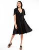 Vestido Midi Liso Manga Corta Vuelos Mujer Zibel
