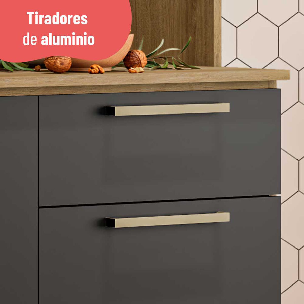 Mueble de Cocina Roca Avela Miel Grafito 1 Cajón 4 Puertas
