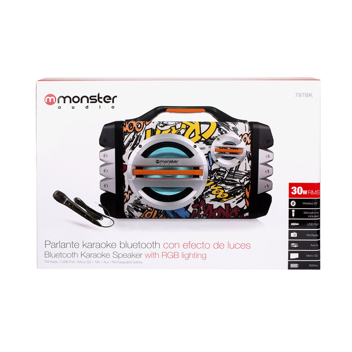 Parlante Bluetooth Karaoke Monster 797BK