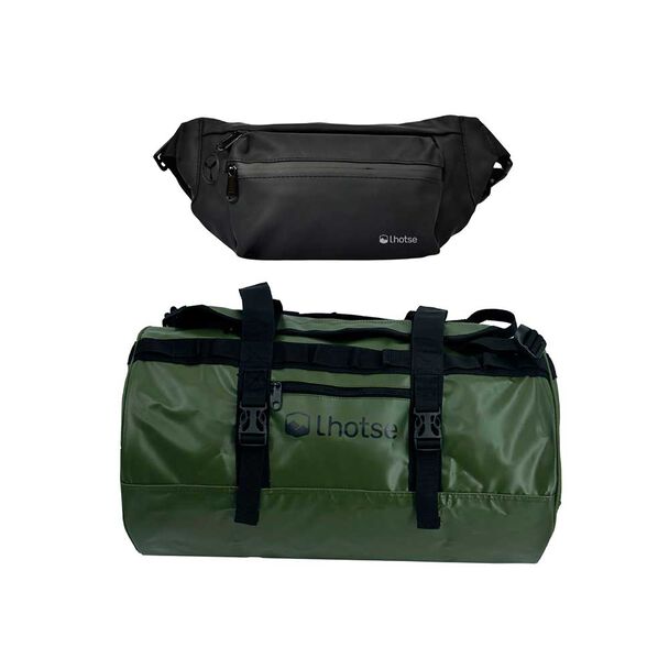Pack Bolso Duffel 30 Lts Green + Banano Impermeable Lhotse