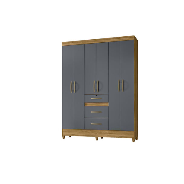 Closet Di Poretti Itatiba 6 Puertas 3 Cajones Café y Gris