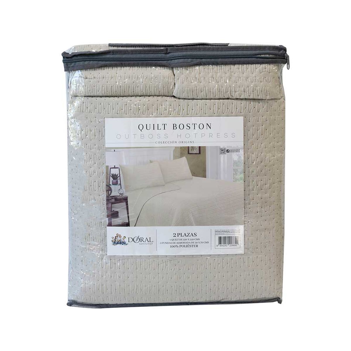 Quilt Doral 2 Plazas Liso Deluxe Beige