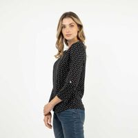 Polera Manga 3/4 Mujer Portman Club Ecru, Negro, Negro-2, Print-1