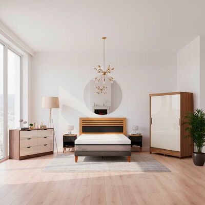 Combo Cama Europea CIC 2 Plazas Balance + Respaldo 2 Plazas y 2 Veladores Casanova + Cl&oacute;set Casanova Fit 2 Puertas + C&oacute;moda Casanova Pisa 6 Cajones