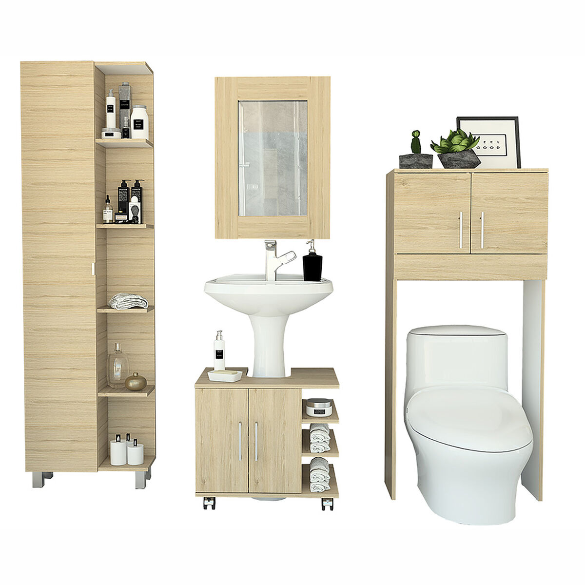 Combo Espejo + Optimizador Lavamanos + Optimizador Baño + Mueble Baño TuHome Bath 300