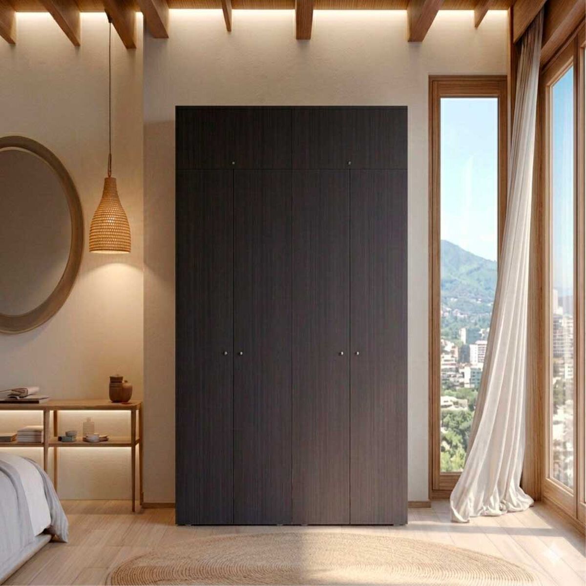 Combo Closet Tuhome 6 Puertas + M&oacute;dulo Superior Dreams Wengue