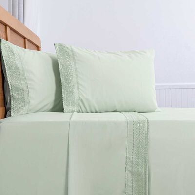 Imagen 2 del producto Juego de Sábanas Liso Plumetti 2 Plazas Broderie Verde