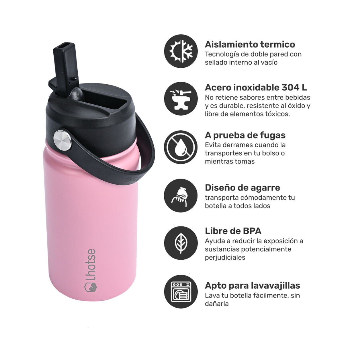 Botella Lhotse Térmica Rosado 360 ml