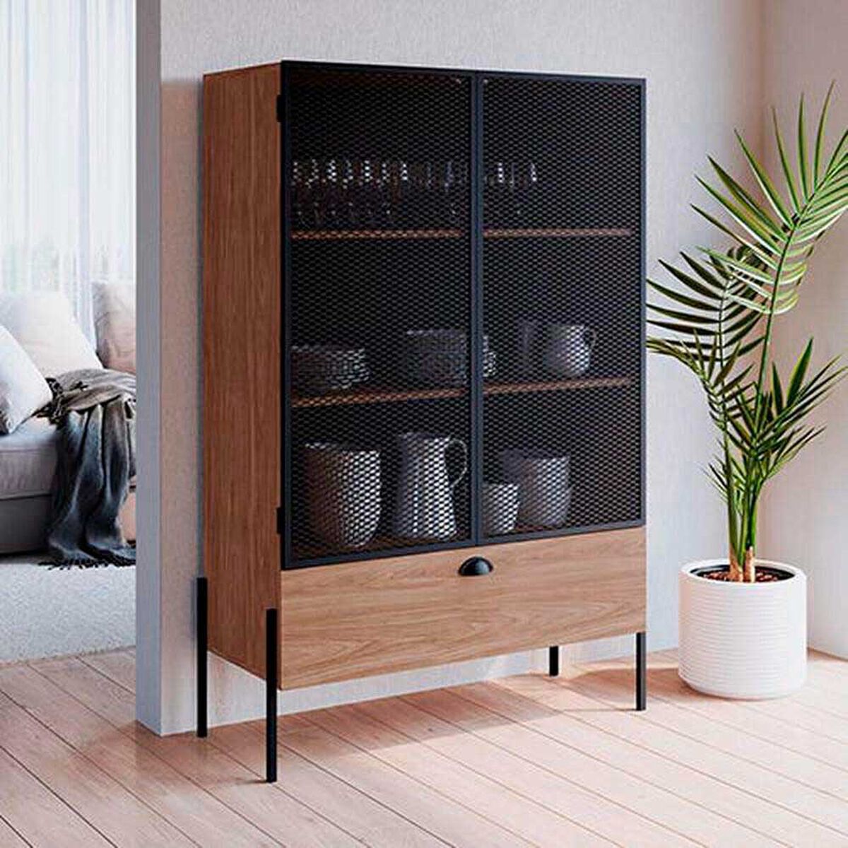 Vitrina Decocasa 4 Repisas 2 Puertas Negro