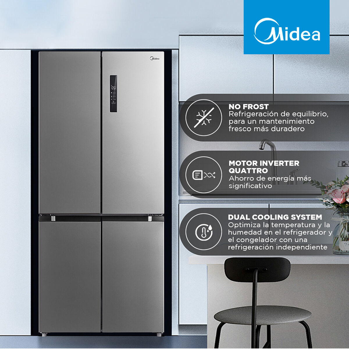 Refrigerador Side By Side Midea MRTT-4790S312FW 468 lts