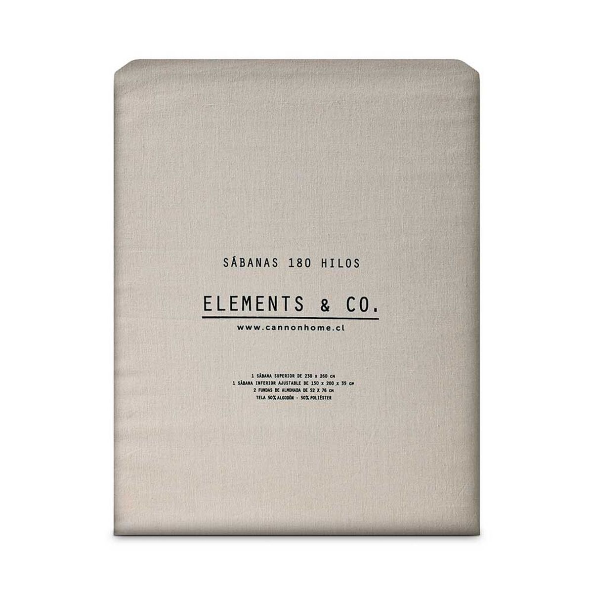 Juego de Sábanas Elements & Co 180 Hilos 1,5 Plazas Liso Taupe