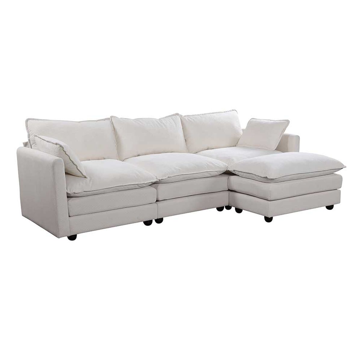 Seccional Izquierdo o Derecho Casanova Samantha Moderno 3 Cuerpos + Ottoman Beige
