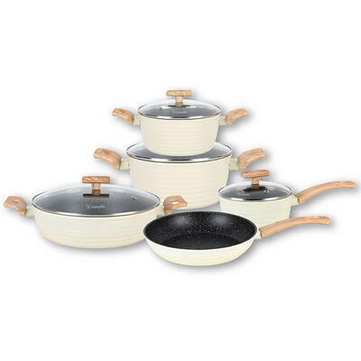 Bater&iacute;a de Cocina Aluminio Forjado Simplit Savannah 9 Piezas Crema