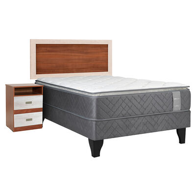 Imagen 1 del producto Cama Europea Celta 1,5 Plazas Carbono + Respaldo + Velador Alicante