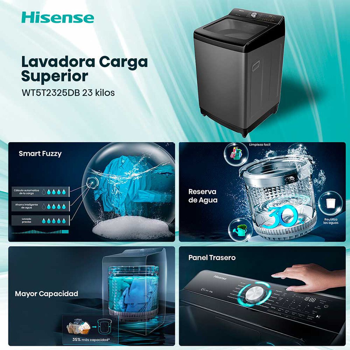 Lavadora Autom&aacute;tica Hisense WT5T2325DB 23 kg.