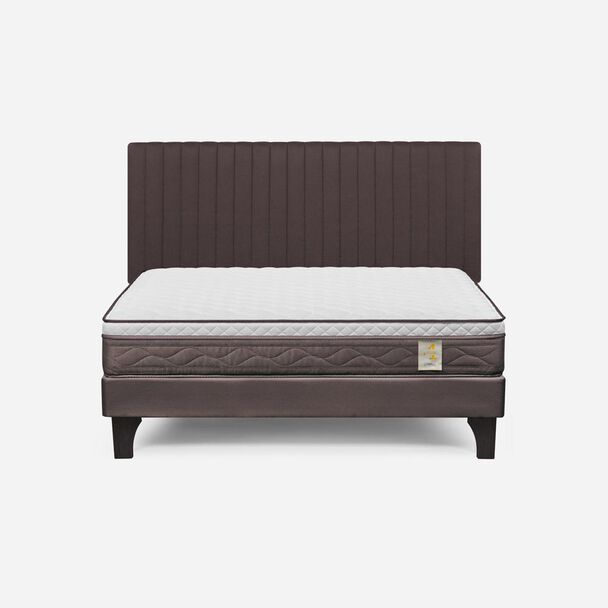 Cama Europea Rosen 2 Plazas New Style 4 + Respaldo Café