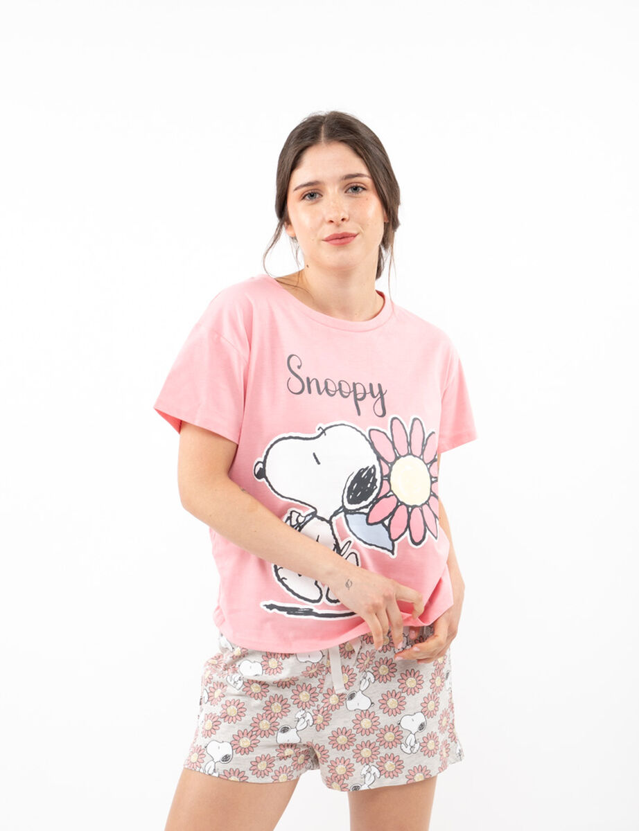 Pijama Corto de Algodón Mujer Snoopy