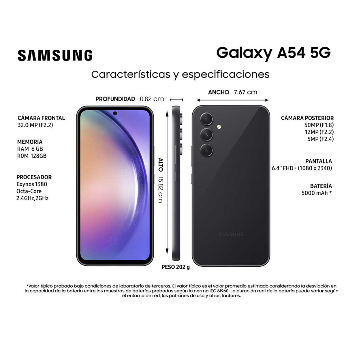 Celular Samsung Galaxy A54 5G 128GB 6,4" Awesome Graphite Liberado