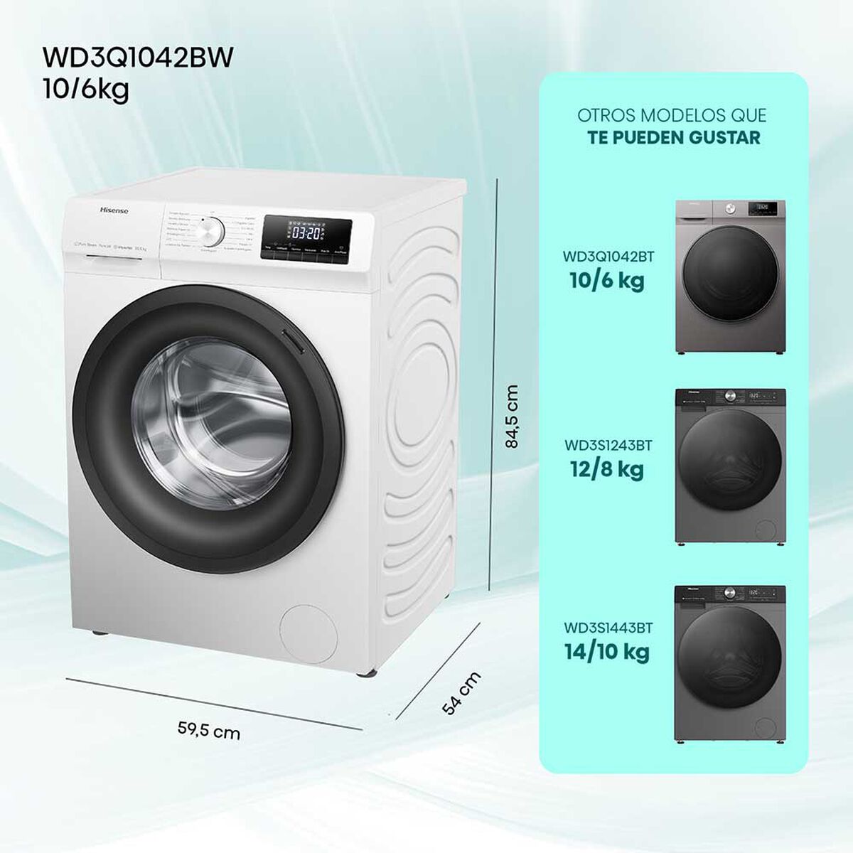 Lavadora Secadora Hisense WD3Q1042BW 10/6 kg.