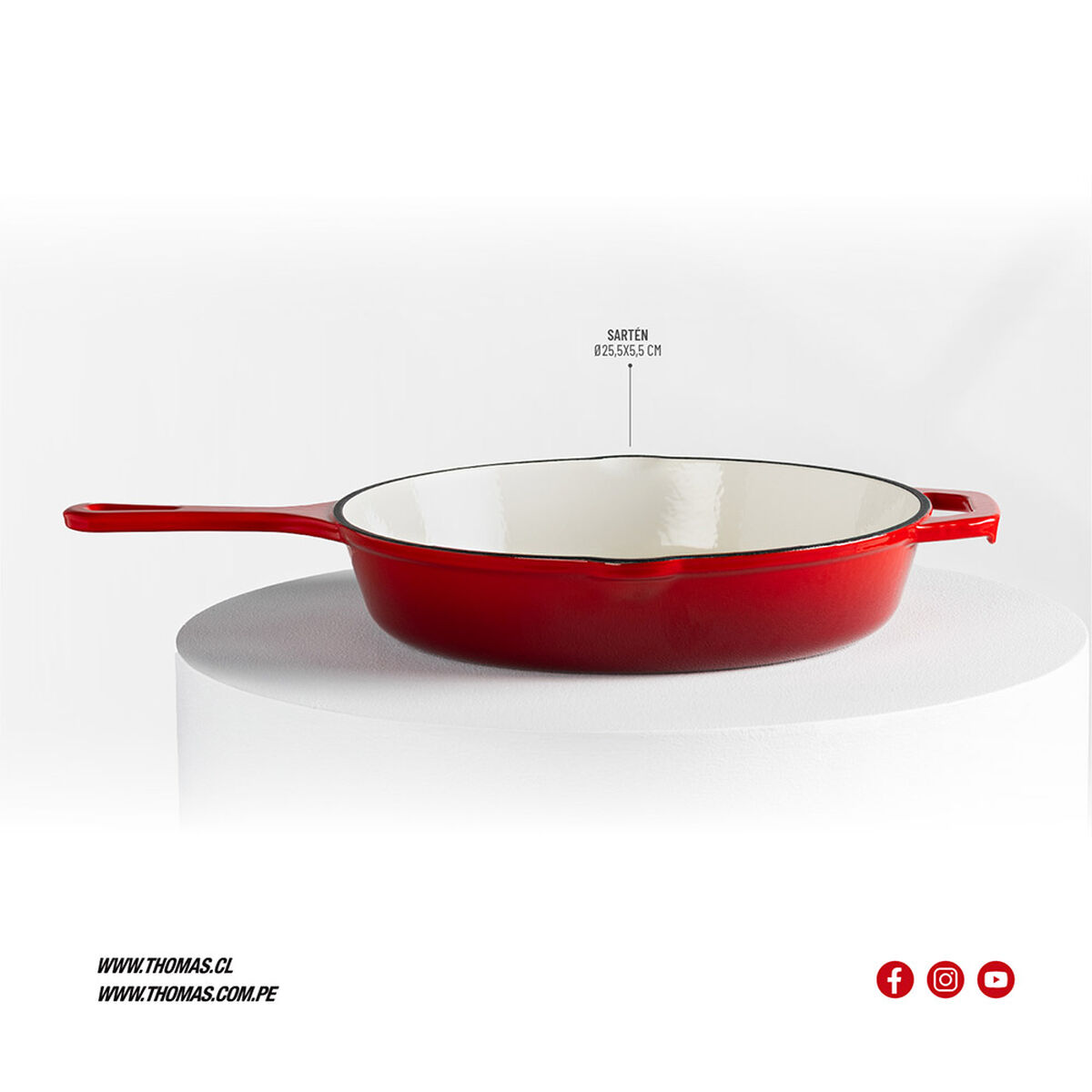 Sart&eacute;n Hierro Fundido Thomas 25 cm Rojo