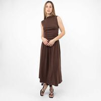 Vestido Maxi Sin Mangas Mujer Zibel Cafe