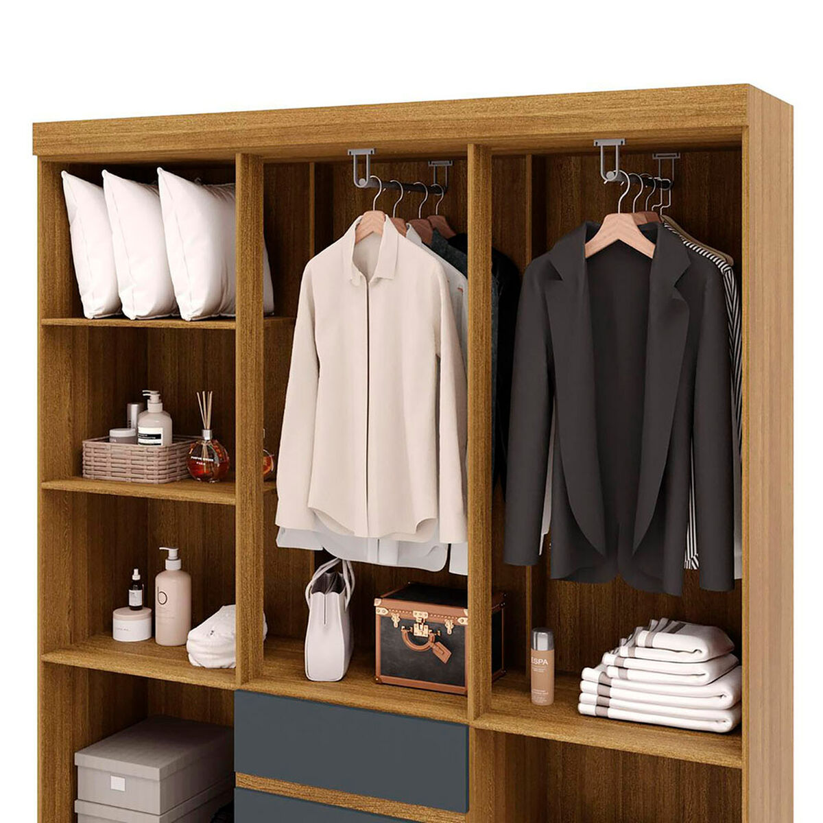 Closet Vekkahome Americano 6 Puertas 2 Cajones Gris