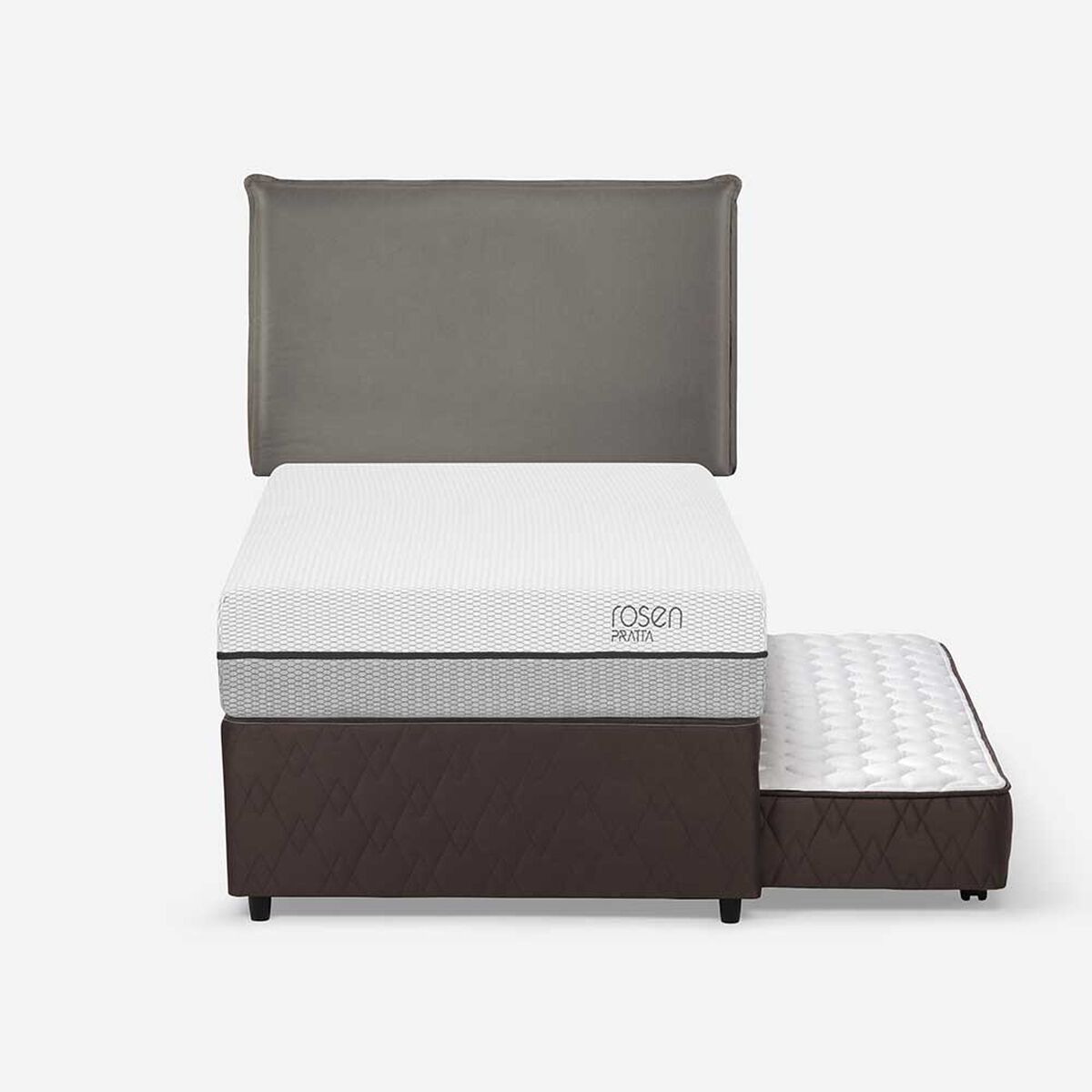 Cama Nido Rosen 1,5 Plazas Pratta + Respaldo Maurice Gris