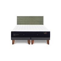 Cama Europea CIC Base Dividida 2 Plazas Premium + Respaldo Villarrica Olivo