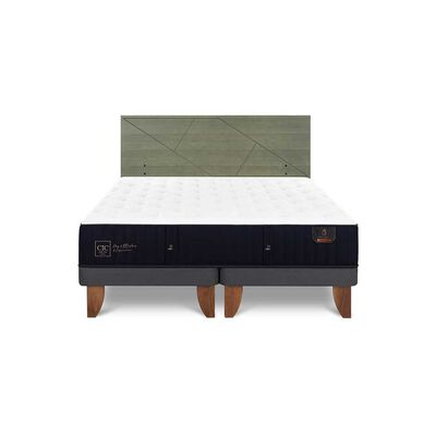 Cama Europea CIC Base Dividida 2 Plazas Premium + Respaldo Villarrica Olivo