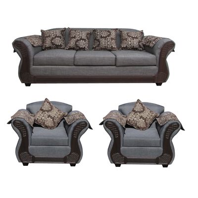 Imagen 1 del producto Juego de Living Almore Irlanda Sofá 3 Cuerpos + Dos Sillones 1 Cuerpo Gris