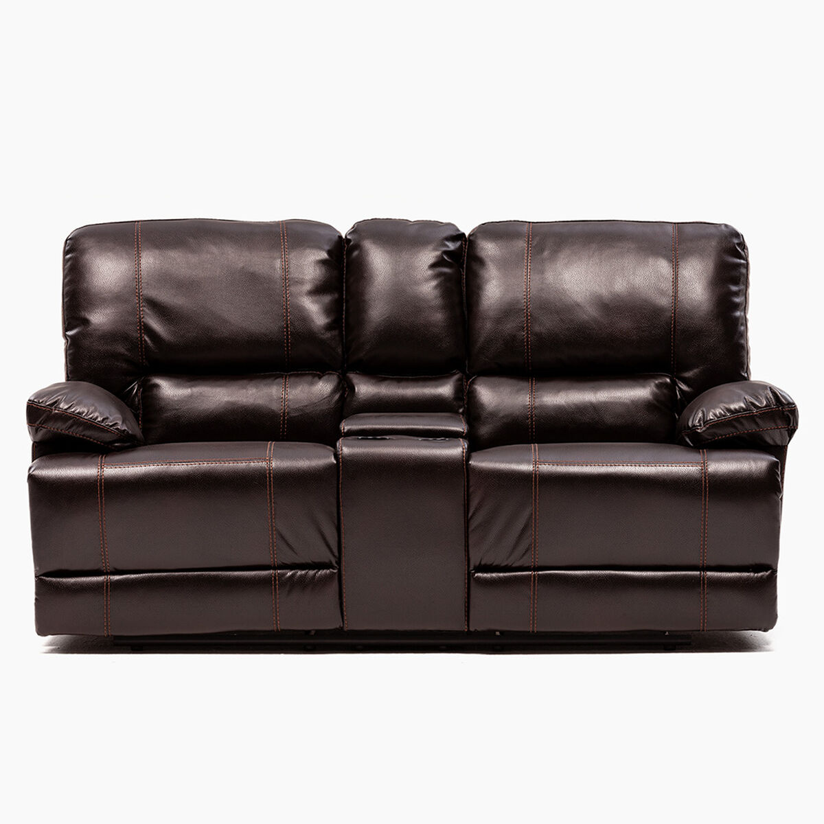 Sofá Daniels  Reclinable Masaje Posa Vaso/Consola Leather Air 2 Cuerpos