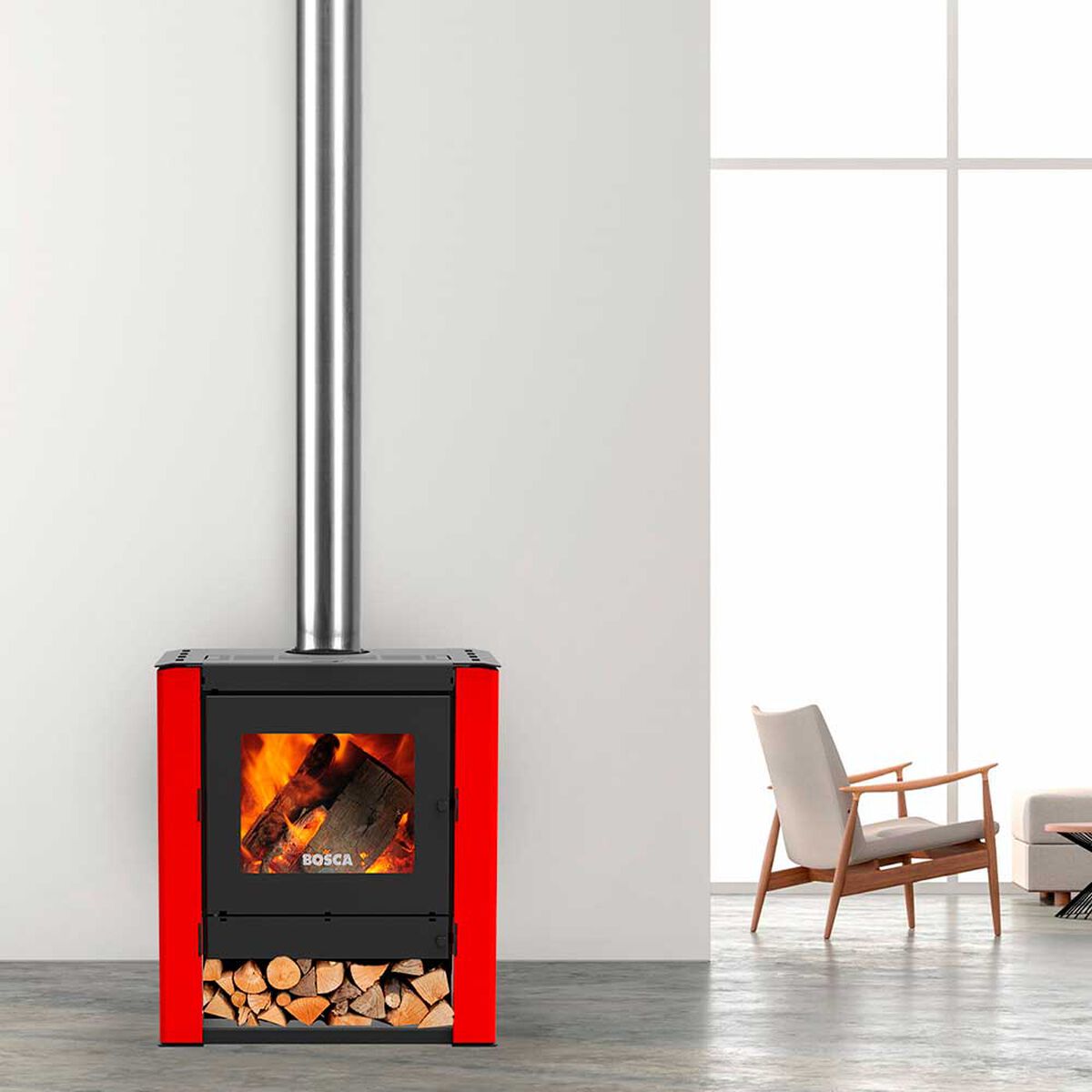 Estufa a Leña Bosca Gold 500 BV Rojo