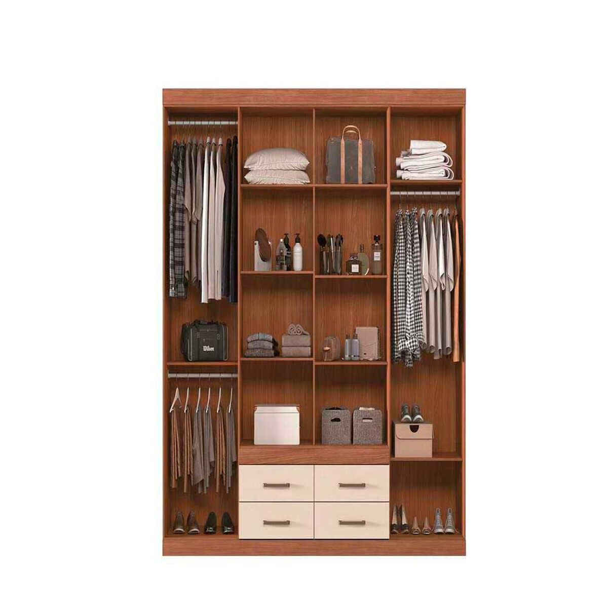 Cl&oacute;set Altavision Napoles 8 Puertas 4 Cajones Jatoba Areia