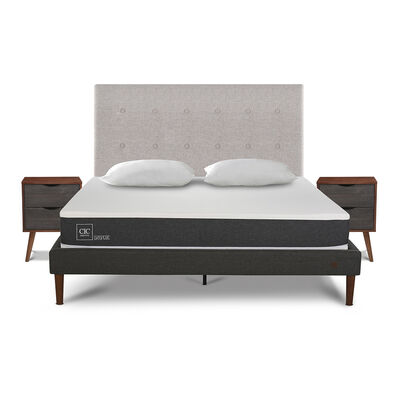 Cama Europea CIC 2 Plazas New Ortopedic + Respaldo Tigris + 2 Veladores + Almohadas Viscoel&aacute;sticas
