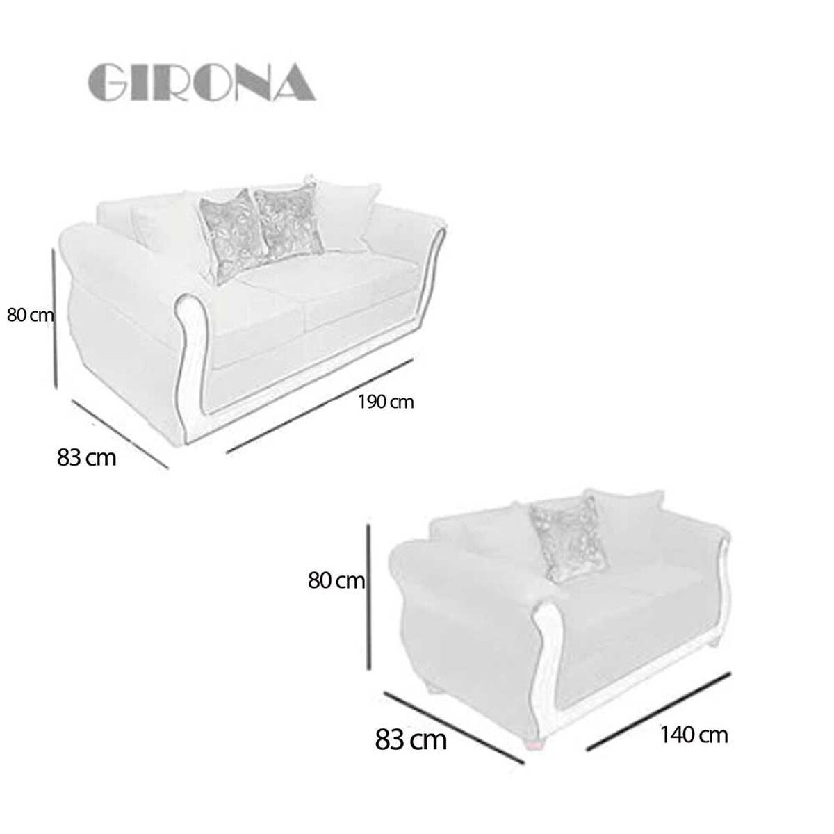 Juego de Living Elegant Detail Girona Sofá 3 Cuerpos + Sofá 2 Cuerpos Gris