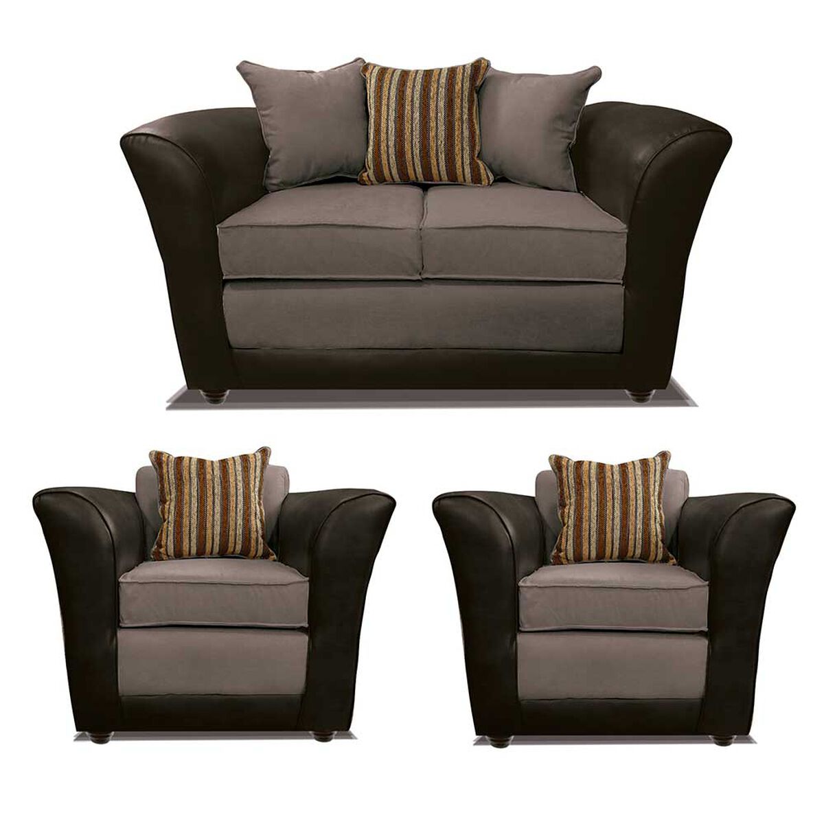 Juego de Living Elegant Detail Minesota Sof&aacute; 2 Cuerpos + Dos Sillones 1 Cuerpo Gris