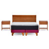 Cama Europea Latam Home 2 Plazas New Top Tela Velvet Burdeo + Maderas Orion
