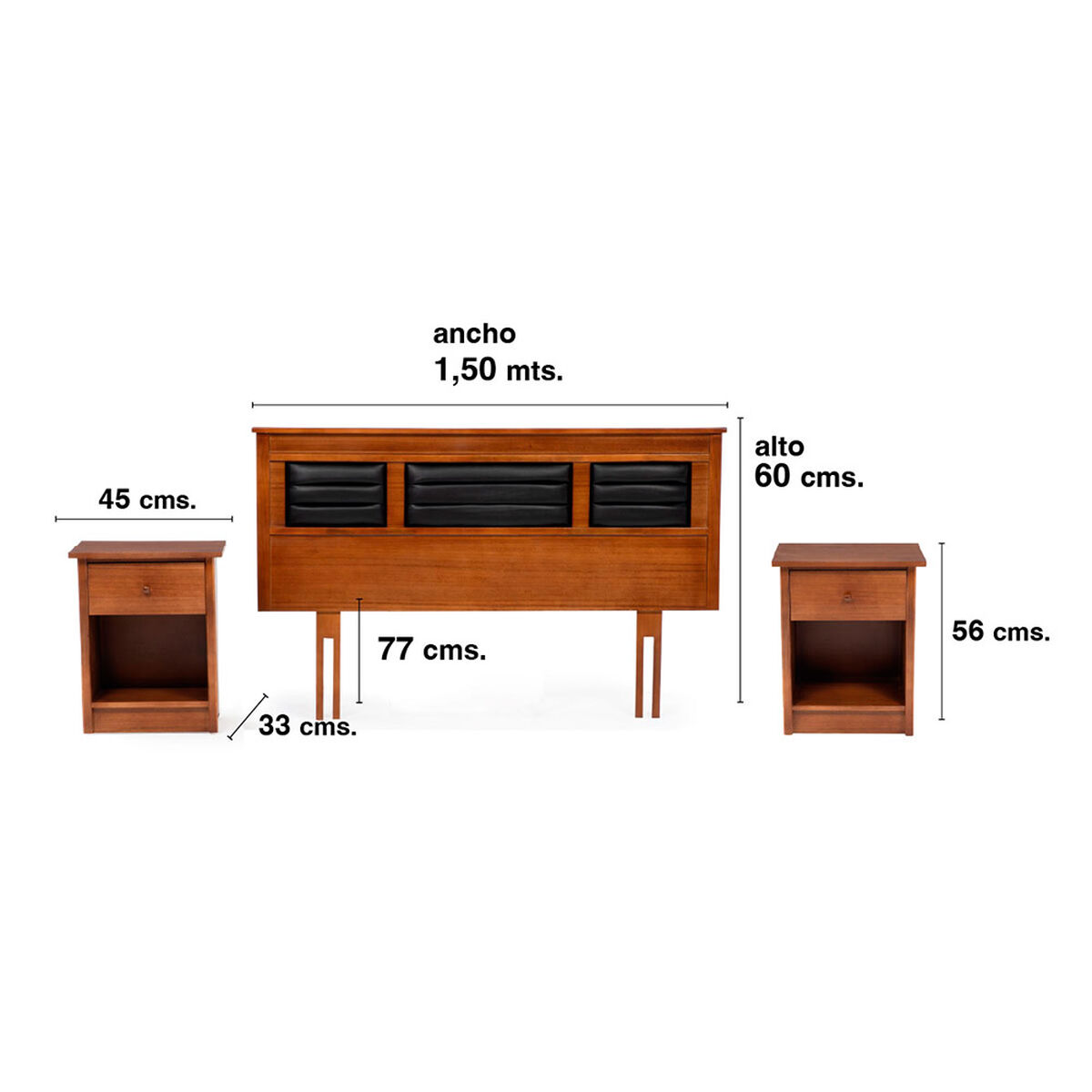 Set de Maderas Latam Home Altair Respaldo + 2 Veladores