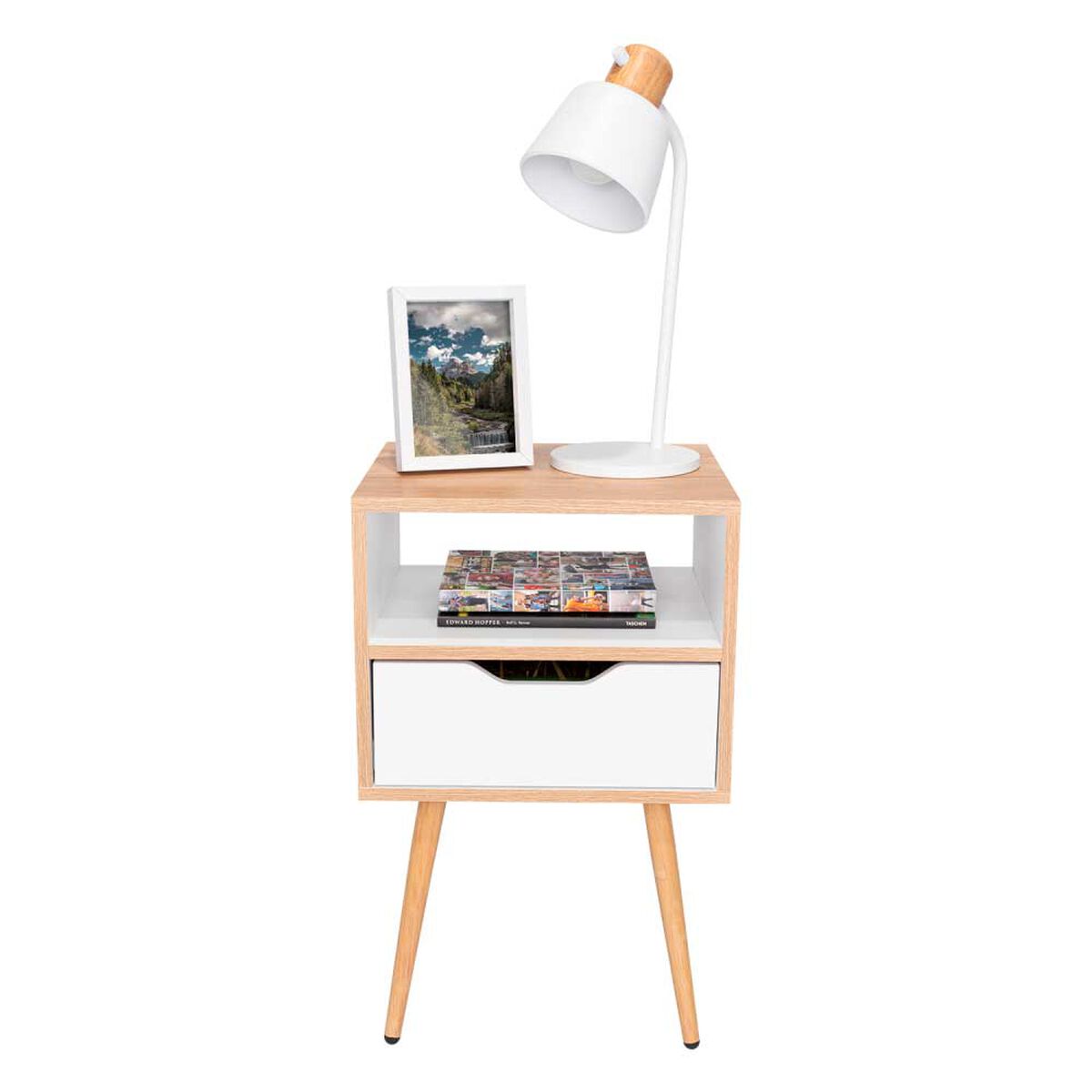 Velador TuHome Otom 1 Cajones Duna y Blanco