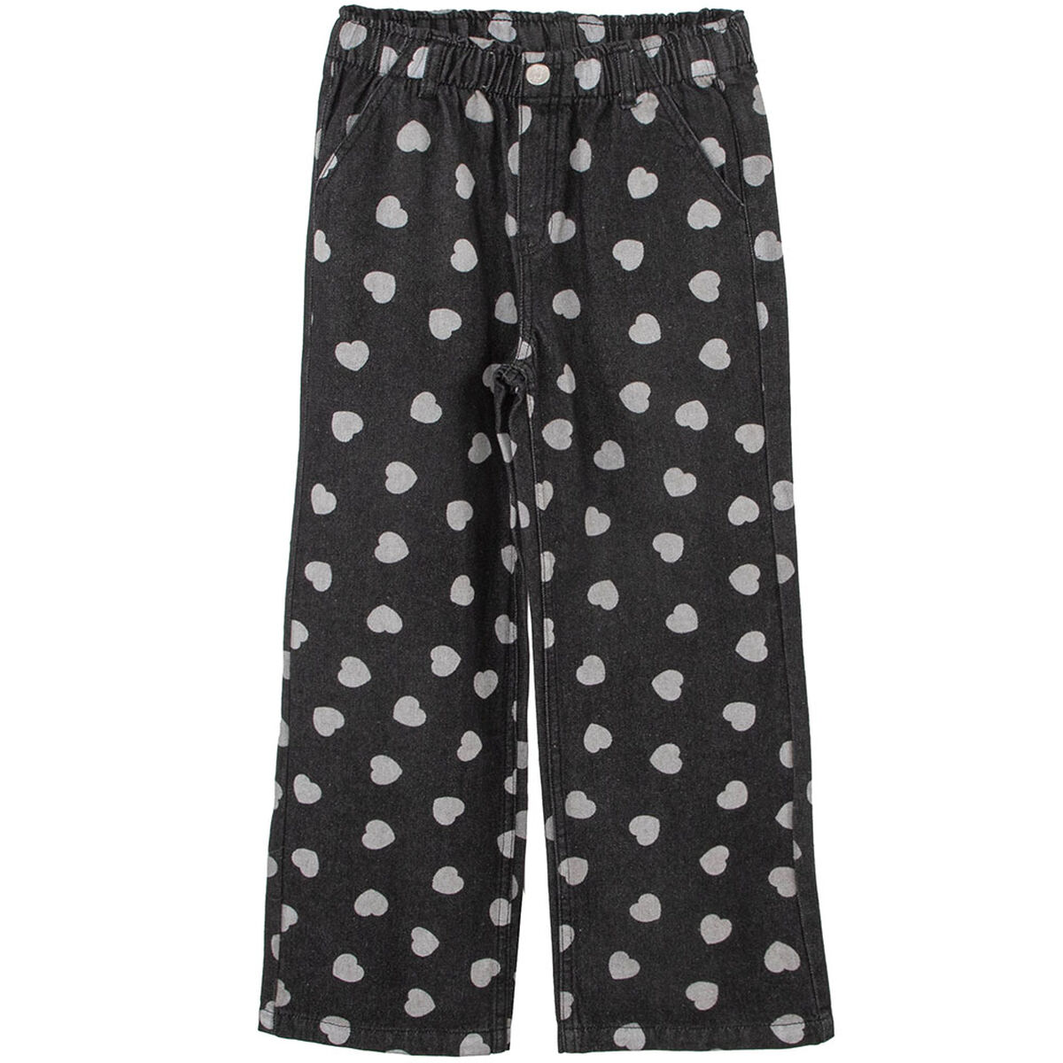 Jeans Corazones Ancho de Algodón Niña Chess