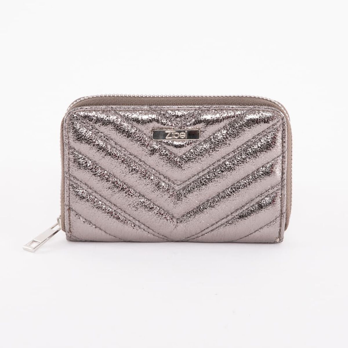 Billetera Metalica Dorada Eco Cuero Mujer Zibel