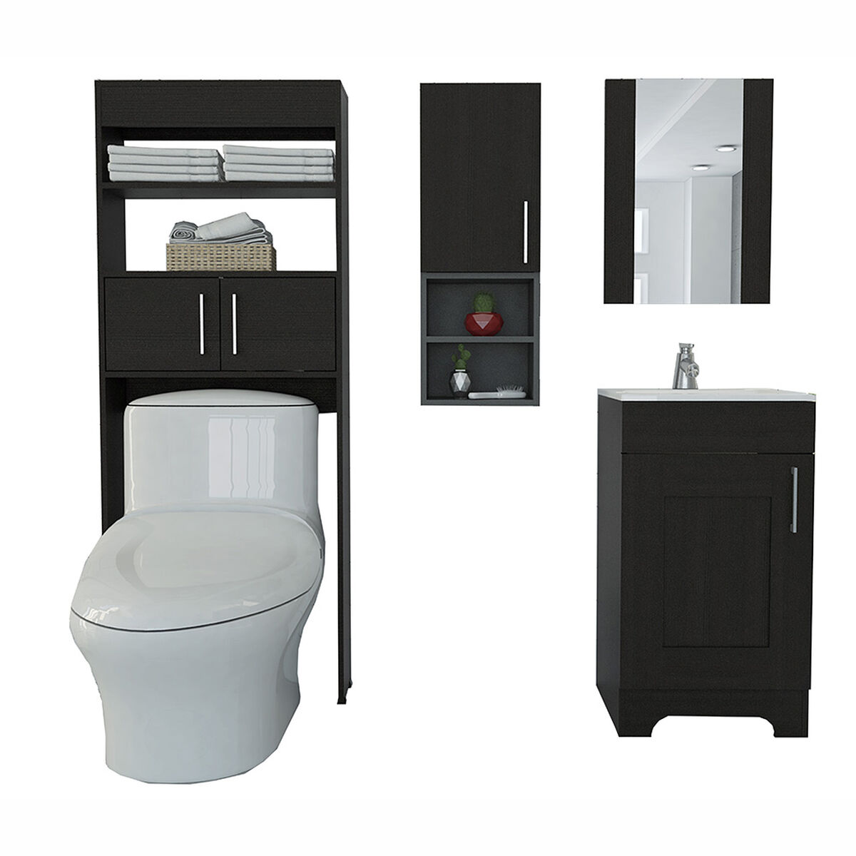 Combo Espejo + Mueble Lavamanos + Mueble Auxiliar  + Optimizador Baño TuHome Bath 300