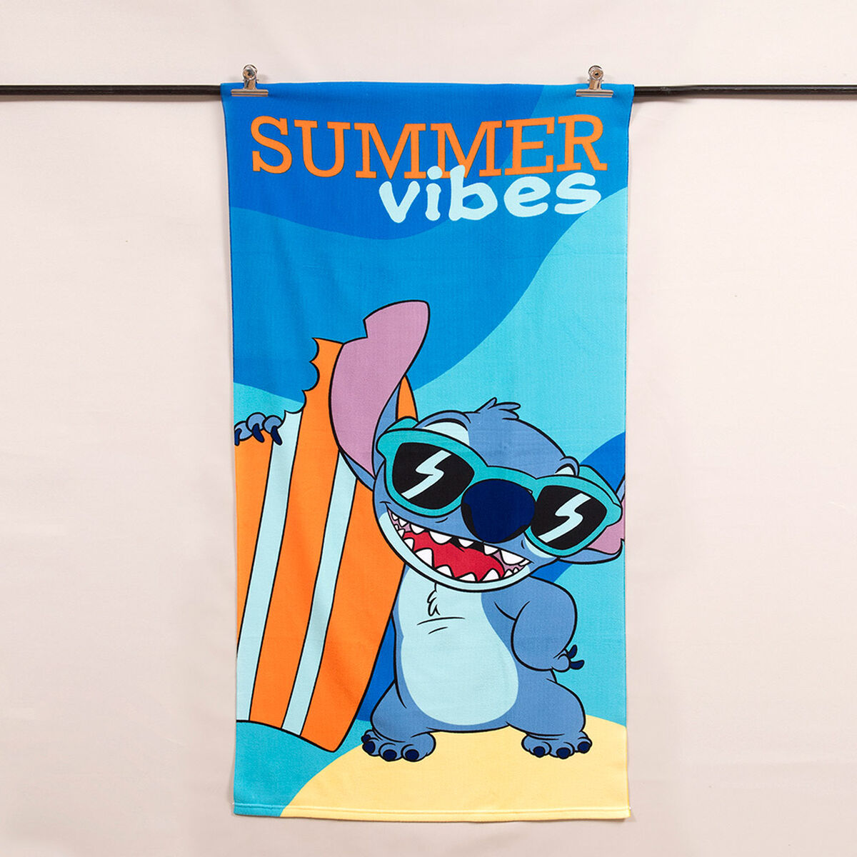 Toalla de Playa Disney-Stitch Verano 70x140 cm + Lentes de Sol y Bolso