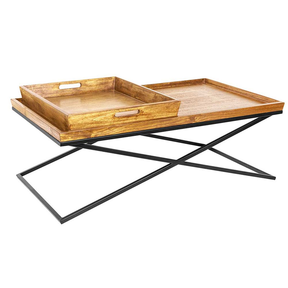 Mesa de Centro Innovamuebles Monarca 2 Bandejas Nogal Claro