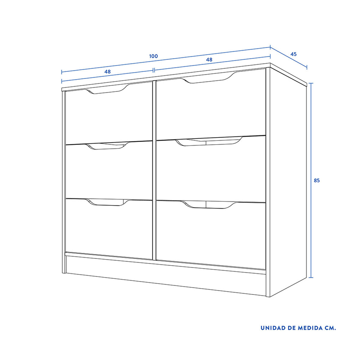 Cómoda Legno 6 Cajones